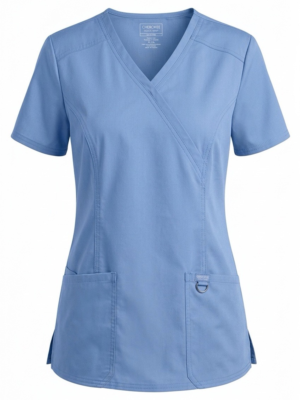 Cherokee Light Blue V-Neck Crossover Scrub Top